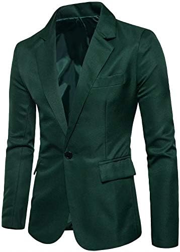 Men's Long Sleeves Peak Lapel Collar One Button Slim Fit Sport Coat Blazer