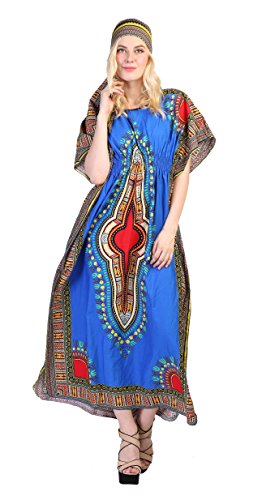 NF Dashiki Print Kaftan DressRoyal Blue-One Size