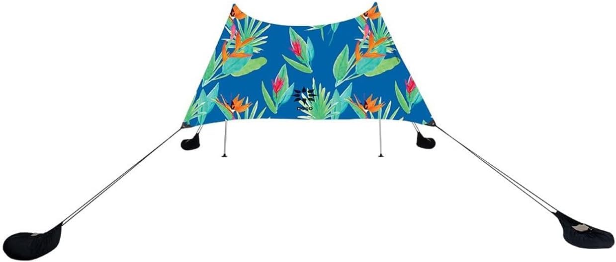 Neso Portable Beach Tent, Blue, 7' x 7', Aluminum Nylon, UPF 50+ UV Protection, Water Resistant, Tropical Style