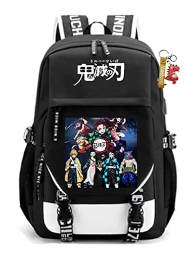 jupkem Anime Demon Backpack Bag USB with Charging Port Student