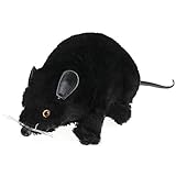 Skeleteen Realistic Black Prank Rat - Real Looking Scary Plush Fake Black Rat Animal Toy Gag Gift