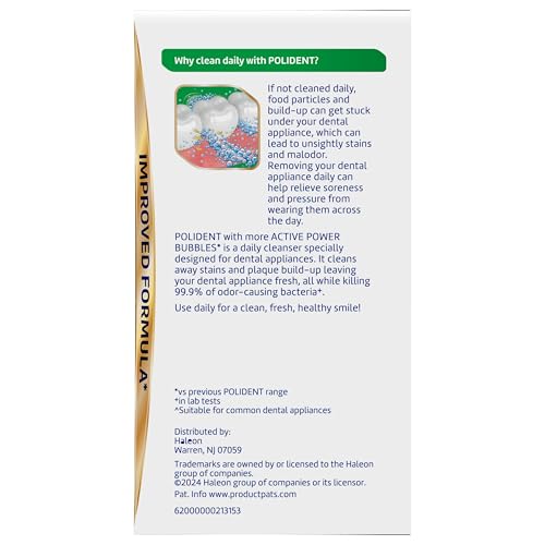 POLIDENT OVERNIGHT WHITENING ANTIBACTERIAL DENTAL APPLIANCE CLEANSER TABLETS, MOUTHGUARD CLEANING TABLETS, 90 COUNT