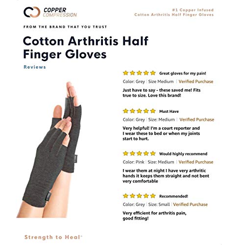 Copper Compression Cotton Arthritis Gloves. Best Copper Infused Glove