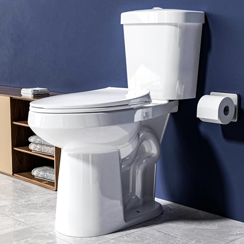 Photo 1 of Miuara Extra Tall Toilet 21 Inch - High Toilet for Seniors, Comfort Bowl Height, Dual Flush 1.1/1.6 GPF, Two Piece, Floor Mounted, 12” Rough In,Glossy White, for Small Bathroom