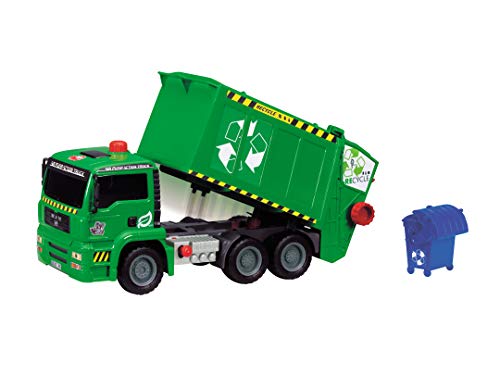 Dickie Toys Air Pump Garbage Truck, Müllabfuhr mit Luftpumpfunktion, Müllauto, Recycling, pneumatisch beweglicher… – Bild 4