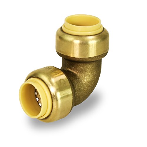 Pushlock UPE9034 90 Degree Elbow Pipe Fittings Push to Connect Pex Copper, CPVC, 3/4 Inch, Brass - Thumbnail 3