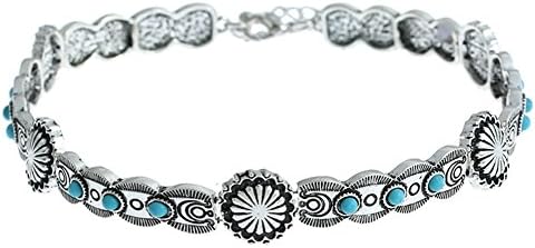 Retro Bohemian Ethnic Style Turquoise Flower Collar Neck Chain Choker Necklaces For Women Fashion Jewelry