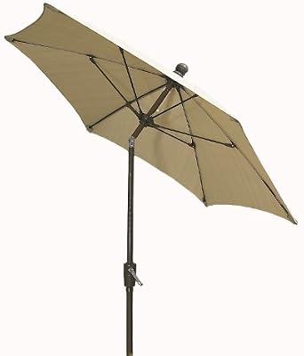 Amazon Com Fiberbuilt Umbrellas Terrace Umbrella With Push Button Tilt 9 Foot Beige Canopy And Champagne Bronze Pole Patio Umbrellas Garden Outdoor