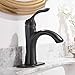 Homevacious Bathroom Sink Faucet Single Handle Oil Rubbed Bronze Bath Stream Lavatory Vanity One Hole Lever Basin Mixer Tap Deck Mount Low-Arc Long Spout Commercial Supply Hose Lead-Free
