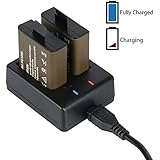 2 x 1050mAh Rechargeable Action Camera Battery with USB Dual Charger for ZONKO, AKASO, APEMAN, DBPOWER, CAMPARK, EKEN, FITFORT, CROSSTOUR Sports Camera