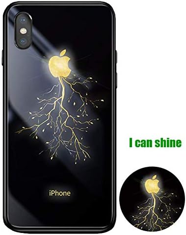 Glowing Phone Case for iphoneX/XR/XS/Xs Max/7/8/7plus/8plus, LED Light iPhone Case Glowing Light Up Logo Case Illuminate Covers Tempered Glass Back Cover Protective Case