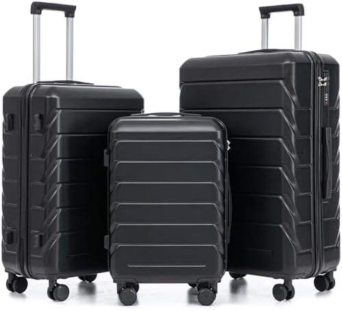 Amazon.com | 3 Luggage Sets, ABS Durable Lightweight Suitcase
