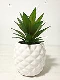 Porcelain Potted Artificial Succulent 7.8" Pineapple (White Home & Tabletop Decoration