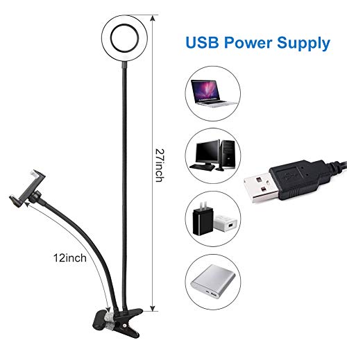 WEIHAO Selfie Ring Light with Cell Phone Holder Stand for Live Stream and Makeup Including Selfie Remote Shutter, Lazy Bracket with Flexible Arms for iPhone Android Smartphone - Thumbnail 4