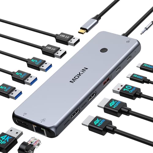 MOKiN USB C Docking Station, Triple Display Docking Station 3 Monitore