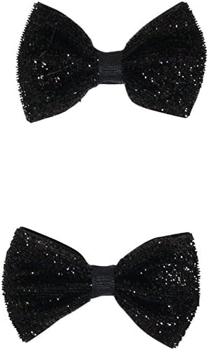 Bows Arts Diamond Dust Velvet Infant Flat Bow 2 Pc Pack, Black