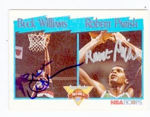 Autograph Warehouse 97169 Robert Parish And Buck Williams Autographed Basketball Card Boston Celtics Portland Trailblazers 1991 Nba Hoops No. 313