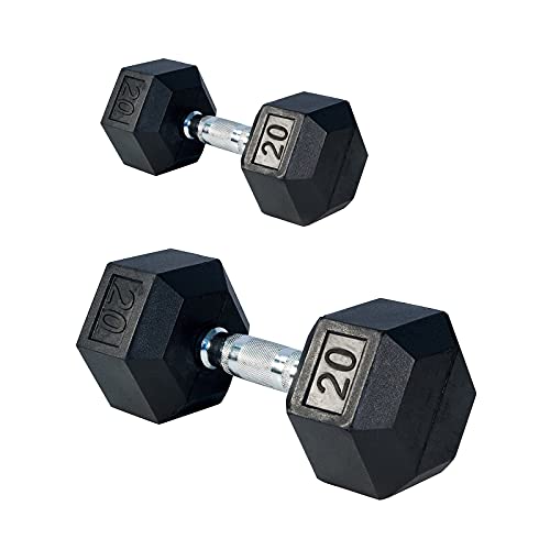 Weight Dumbbells, Cast Iron Dumbbells, Hex Rubber Dumbbells 15 lb, 20
