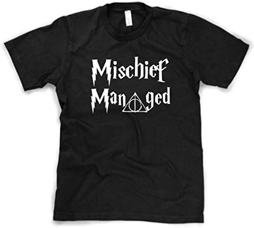 MISCHIEF MANAGED MENS SHIRT HARRY POTTER MENS GRAPHIC TEE (3XL, Black)