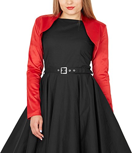 BlackButterfly Formal Satin Long Sleeve Bolero Shrug (Red, US 18)