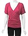 Made By Johnny WT1118 Womens V Neck Short Sleeve Wrap Front Drape Dolman Top XXL Coral