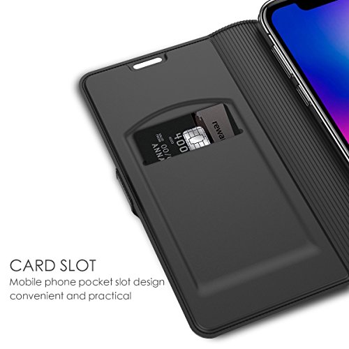 Scheam iPhone Xr Card Holder Case, iPhone Xr Wallet Case Slim, iPhone Xr Folio Leather case Cover Shockproof Case with Credit Card Slot, Durable Protective Case Compatible with iPhone Xr (Black) - Thumbnail 4