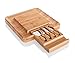 Bamboo Kitchen Cutting & Chopping Board With Drawer By ARTO - Smooth & 100% Natural Wooden Surface – Slicing, Serving & Spreading Tools Included – For Bread, Cheese, Appetizers (Large)