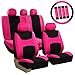 FH Group FB030115 Combo Light & Breezy Cloth Full Set Car Seat Covers (Airbag & Split Ready), Pink/Black- Fit Most Car, Truck, SUV, or Van