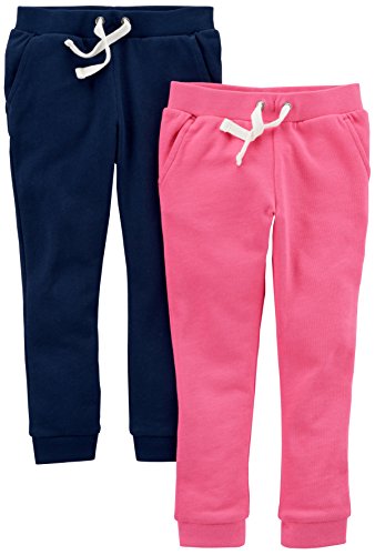 Carter's Big Girls' 2-Pack French Terry Jogger, Navy/Pink, 8