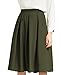 Yige Women's High Waisted A line Skirt Skater Pleated Full Midi Skirt Green US8