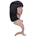 Amecire Short Black Bob Wigs with Bangs for Black Women Synthetic Straight Red Bob Hair African American Wigs for Women (1B)