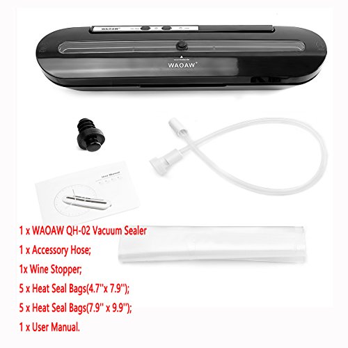 WAOAW Vacuum Sealer Automatic Food Sealers with Starter Kits of Saver Bags and Hose for Food Preservation - Thumbnail 5