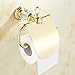 OWOFAN Toilet Paper Holder Wall Mount Solid Brass Crystal Deco Bathroom Paper Tissue Holder Storage Shelf Gold HK-40K