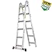 TOPRUNG 12ft. 2IN1 Aluminum Extension Ladder, Multi-Purpose Step Ladder with Bulit-in Wheels, 300lbs Duty Rating