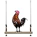 Lanermoon Chicken Swing with Natural Wooden, Colorful Chicken Toys Hanging Bells, for Hens Bird Parrot Trainning