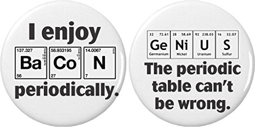 Set 2 Chemistry Periodic Table Science 2.25â€ Large Buttons Pins BaCoN GeNiUS