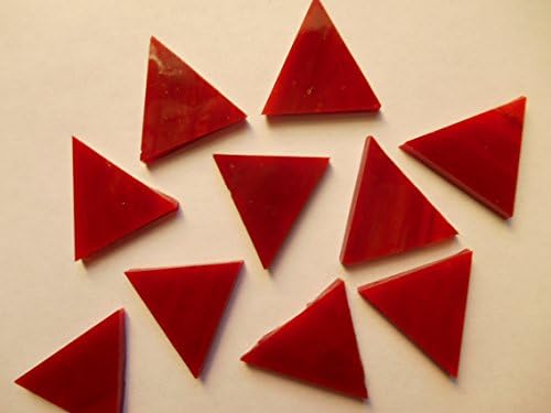 FortySevenGems 50 Pieces Dark Red Opaque Stained Glass Mosaic Triangle Tiles 1 Inch