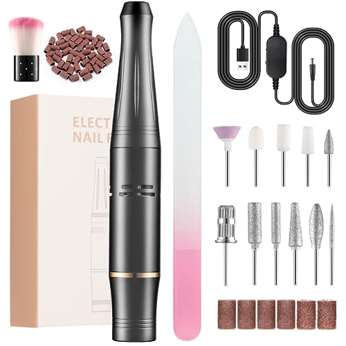 Fresa per Unghie 23000 RPM Fresa per Unghie Professionale 11 in 1 Lima Elettrica per Unghie Portatile kit Manicure e Pedicure Elettrico Velocità Regolabile per Manicure e Pedicure