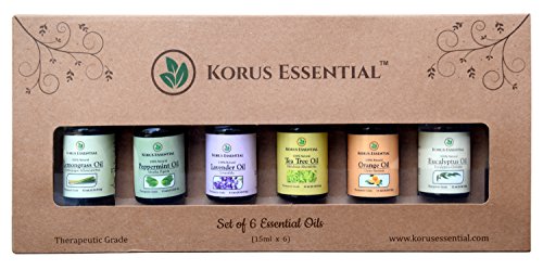 Top 6 Essential Oils for Aromatherapy Set of 6 15ml Essential Oils- 100% Pure & Therapeutic grade - Gift Set & Premium Kit - 6/15 Ml Lavender, Tea Tree, Eucalyptus, Lemongrass, Orange, Peppermint