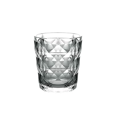QG 13 fl oz. Diamond Cut Pattern Clear Smoke Grey Acrylic Plastic Tumbler Set of 8