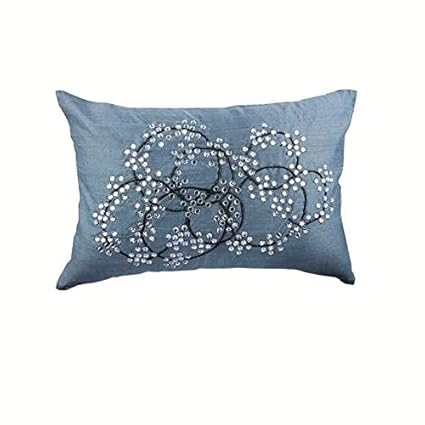 Amazon Com Luxury Silver Lumbar Pillow Cover Medallion Crystals