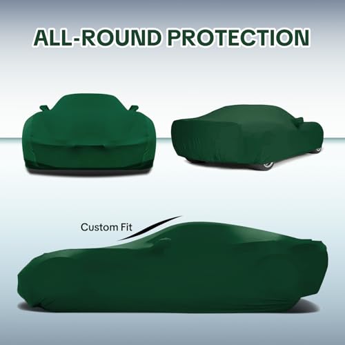 WinPower Car Cover Interior Anti-Dust Breathable Elastic Canvas Covers Full Protective Cover Soft Anti-Scratch Sports Cover for Garage Car Exhibition Green, 4.60-4.89M, 1 Piece