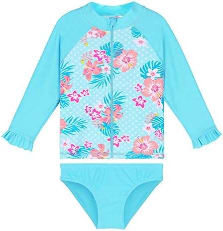 HUANQIUE Baby/Toddler Girls Swimsuit Rashguard Set Flower Tankini