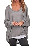 ZIKKER Women's Sexy Long Batwing Sleeve Loose Pullover Casual Top Blouse T-Shirt