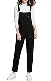 Gihuo Women's Classic Bib Overall Denim Jumpsuit Sleeveless Romper with Pockets (Large, Black)