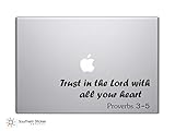 Trust in the Lord with All Your Heart Proverbs 3-5 Bible Verse Vinyl Car Sticker Symbol Silhouette Keypad Track Pad Decal Laptop Skin Ipad Macbook Window Truck Motorcycle