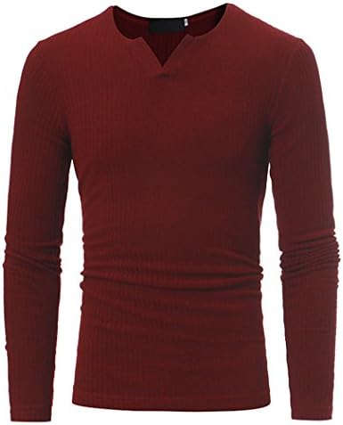 Retrograder Men's V-neck Stripe Elastic Knit Casual Long Sleeve Knit Sweater t03-wine red-l
