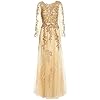 meier women's illusion long sleeve embroidery prom formal dress