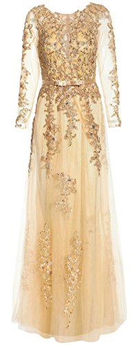 meier women's illusion long sleeve embroidery prom formal dress