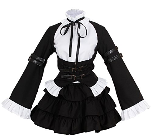 Nuoqi Anime Erza Cosplay Costume Girl Sailor Uniform Black Maid Outfit CC508A-M